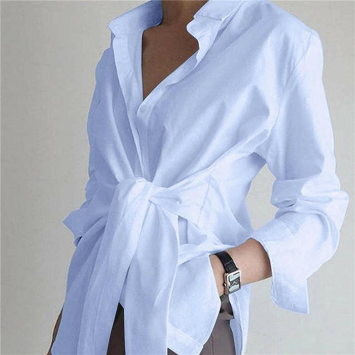 Levoire | La Chemise À Manches Longues Avec Col Et Bande Avant Style Et Confort Sans Effort Bleu