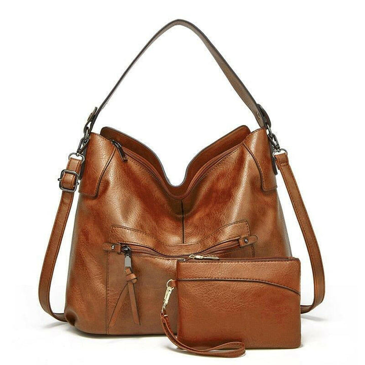 Levoire | Sac À Main En Cuir Vegan Tendance Avec Compartiment Intérieur Et Poche Pour Téléphone Châtaigne