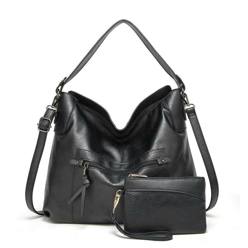 Levoire | Sac À Main En Cuir Vegan Tendance Avec Compartiment Intérieur Et Poche Pour Téléphone Noir