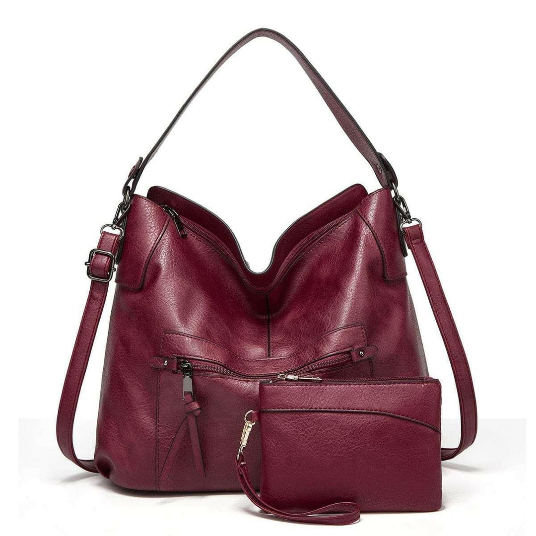 Levoire | Sac À Main En Cuir Vegan Tendance Avec Compartiment Intérieur Et Poche Pour Téléphone Bordeaux
