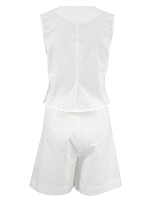 Levoire | Robe gilet Femme Été Loisirs Sans manches Gilet Short Ensemble deux pièces