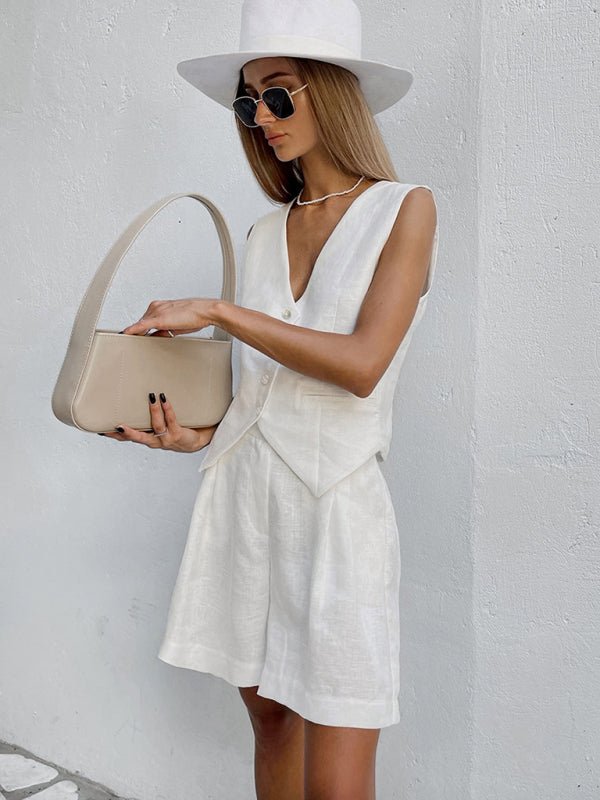 Levoire | Robe gilet Femme Été Loisirs Sans manches Gilet Short Ensemble deux pièces
