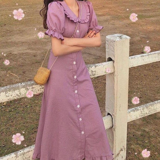 Levoire | Robe Midi Avec Col Décoratif Lilas