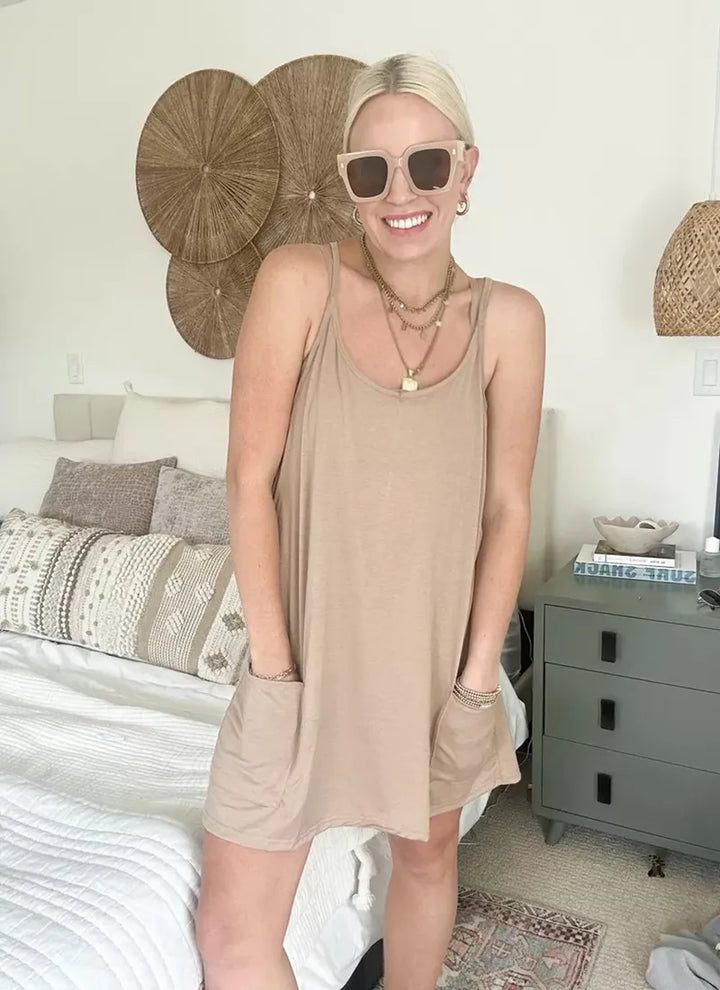 Levoire | Femme Mini Robe Confortable Kaki