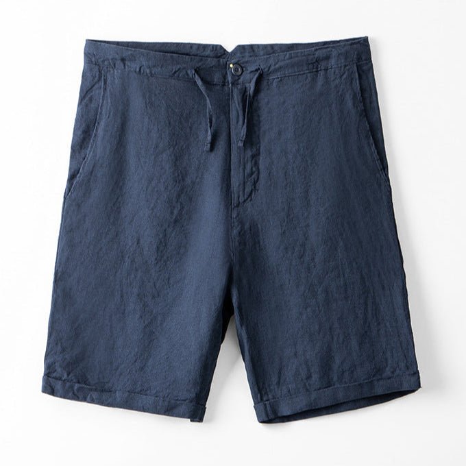 Levoire | Shorts En Lin Avec Cordon bleu marine