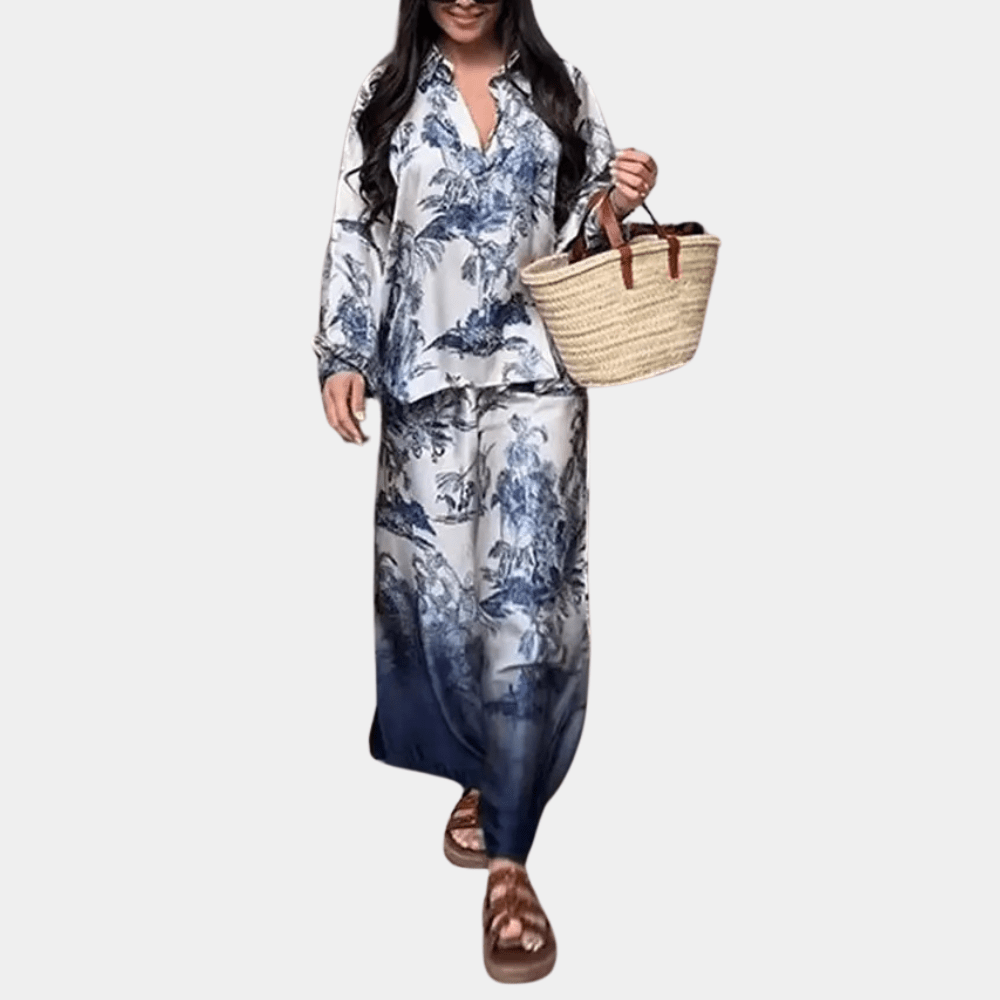Levoire | Ensemble luxueux deux pièces femme Fleur bleue