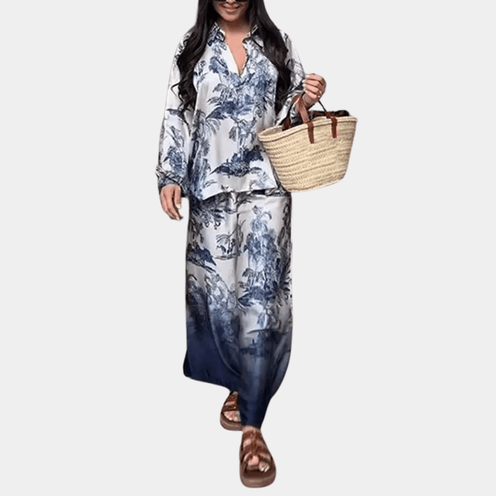Levoire | Ensemble luxueux deux pièces femme Fleur bleue