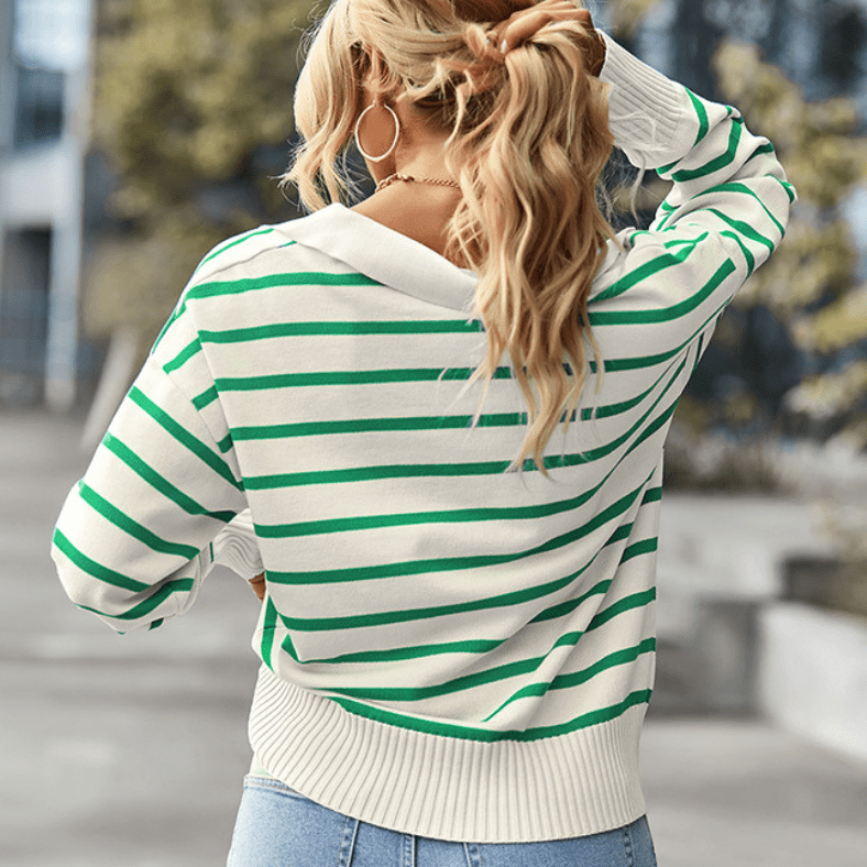 Levoire | Pull en tricot rayé décontracté pour femmes Sweatshirt Matériau respirant