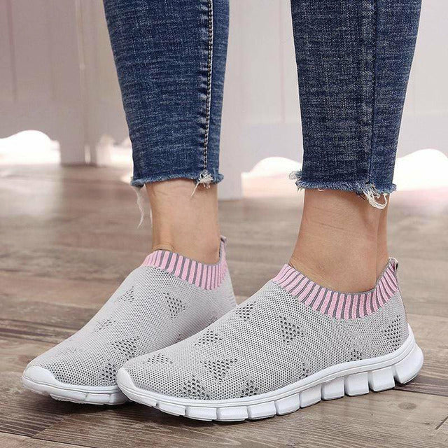 Levoire | Baskets Slip On Sportives En Maille Pour Femmes Gris