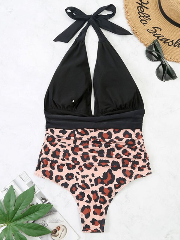 Levoire | Maillot de bain Femme Une Pièce Halter sexy Bloc de Couleur Taille Bañeur