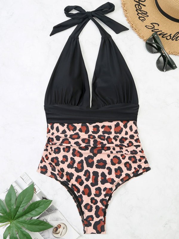 Levoire | Maillot de bain Femme Une Pièce Halter sexy Bloc de Couleur Taille Bañeur