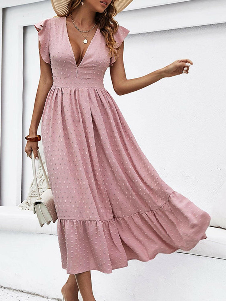 Levoire | Robe Profonde À Pois Ruffles Parfaite Pour Une Soirée