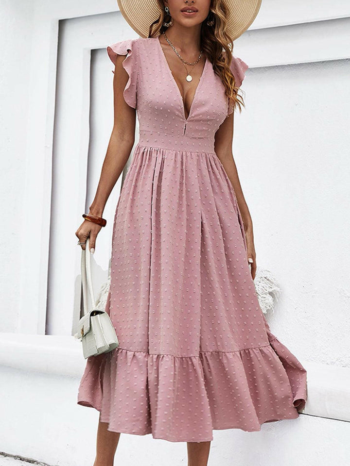 Levoire | Robe Profonde À Pois Ruffles Parfaite Pour Une Soirée