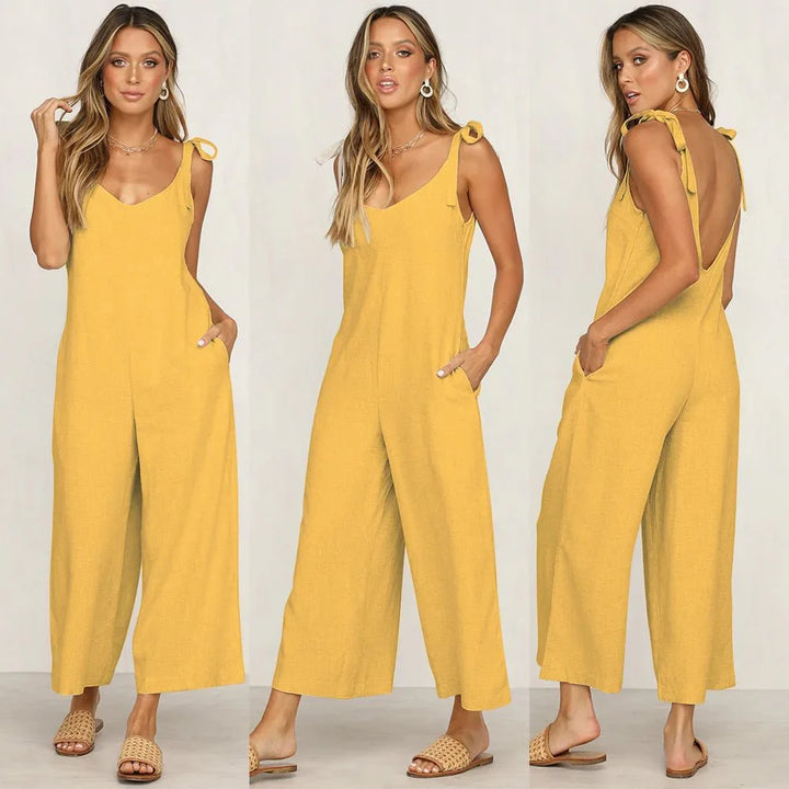 Levoire | Robe Maxi Chic En Coton Lin Jaune