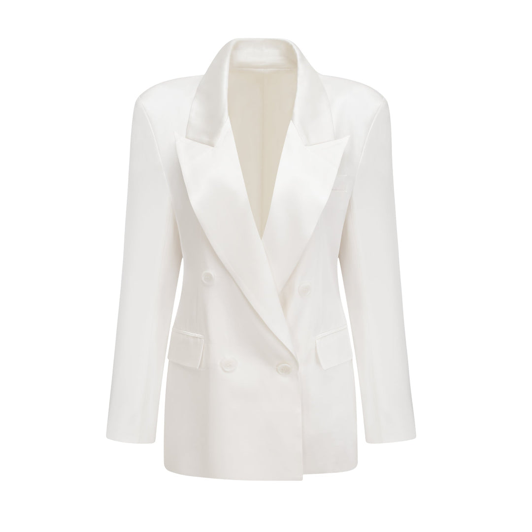 Levoire | Veste Bleue À Double Poitrine Blanche