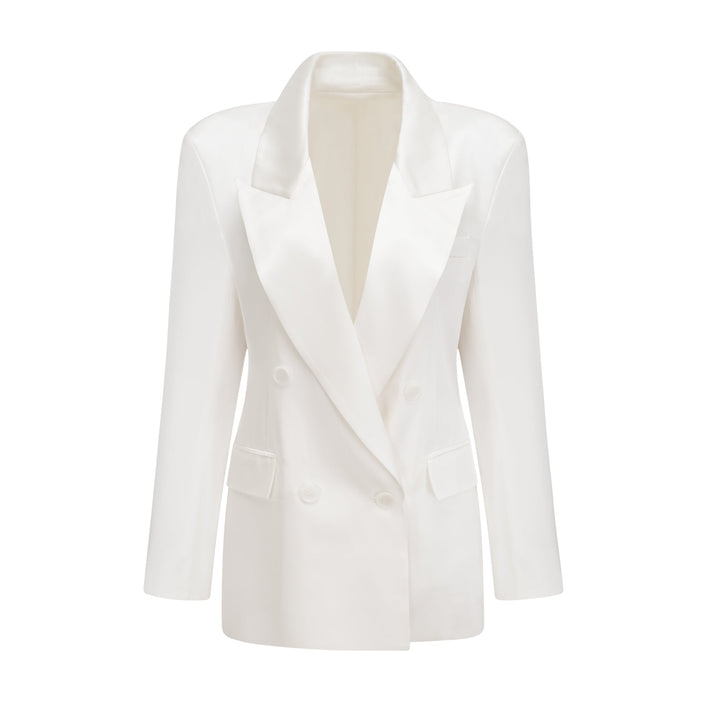 Levoire | Veste Bleue À Double Poitrine Blanche