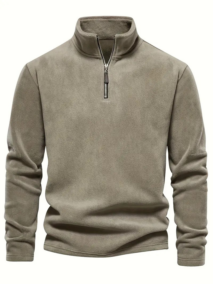 Levoire | Pull Fleece Avec Col Zippé Khaki