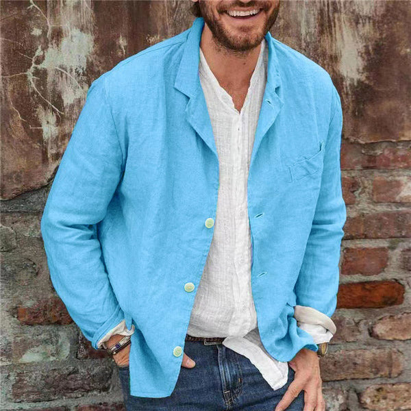 Levoire | Rento Manches Longues Lâche Veste Boutonnée Bleu