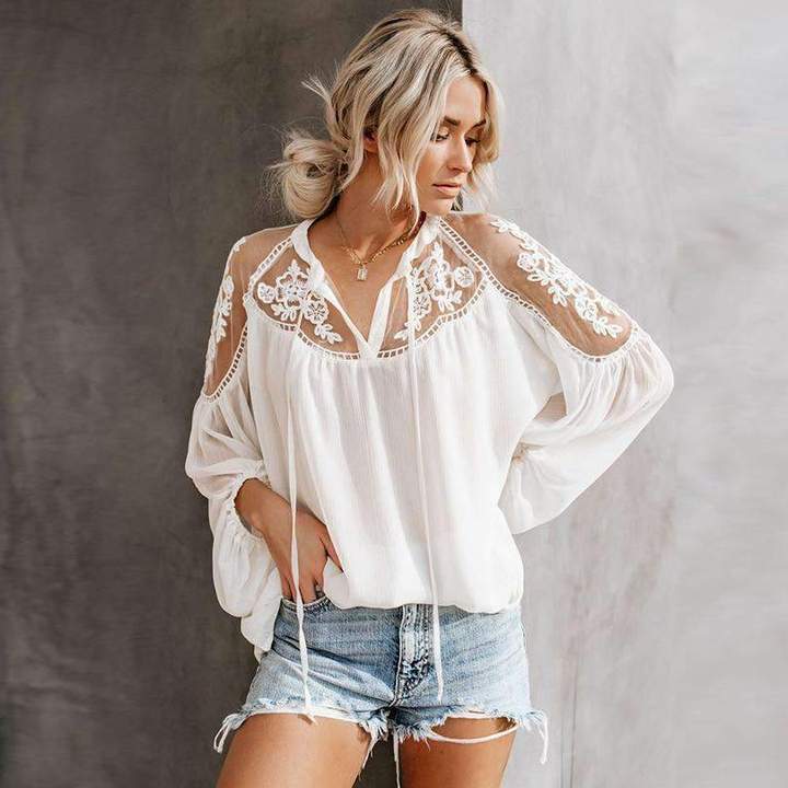 Levoire | Élégante Blouse Avec Décolleté En V Blanc