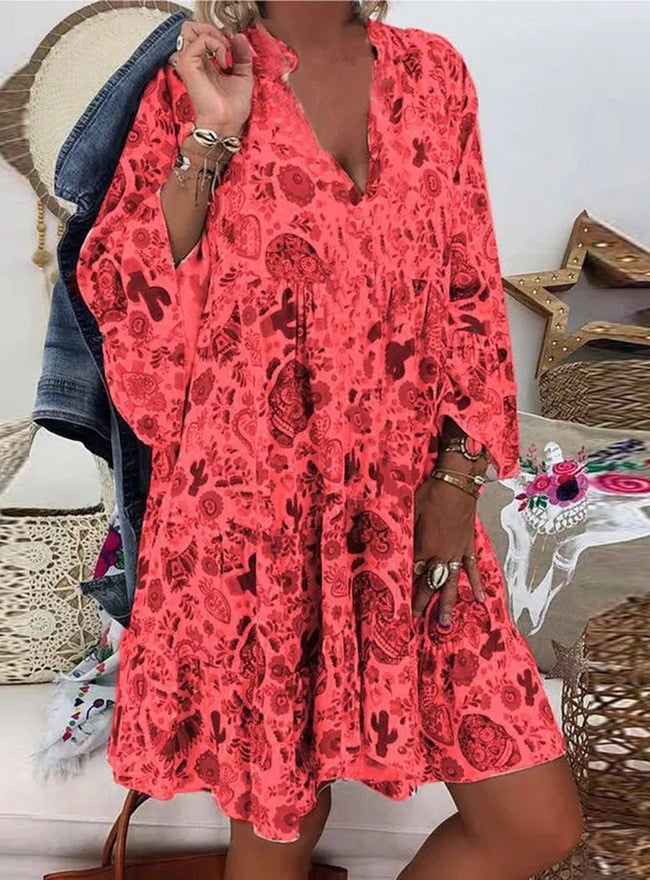 Levoire | Robe d'été courte à fleurs Rouge