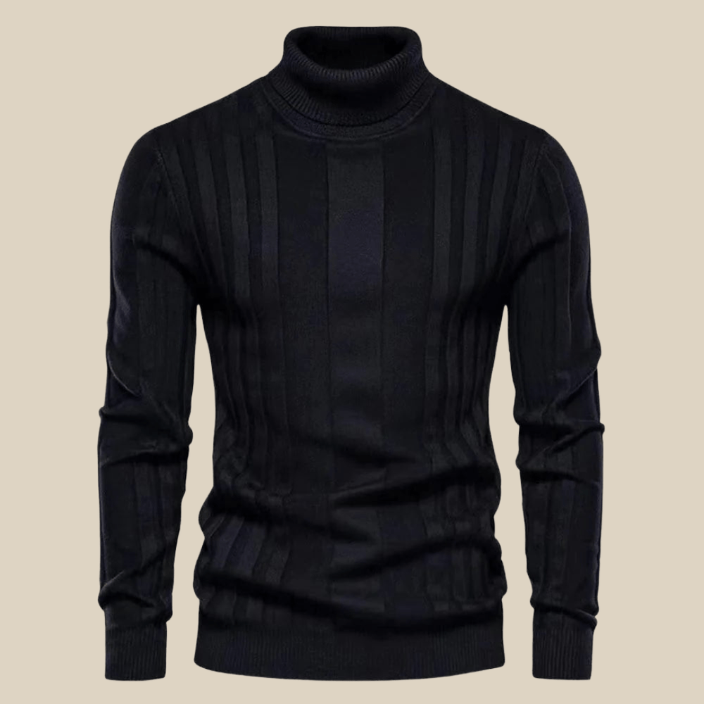 Levoire | Pull Tendance Luxe Hommes Col Roulé Chaud & Confortable Noir