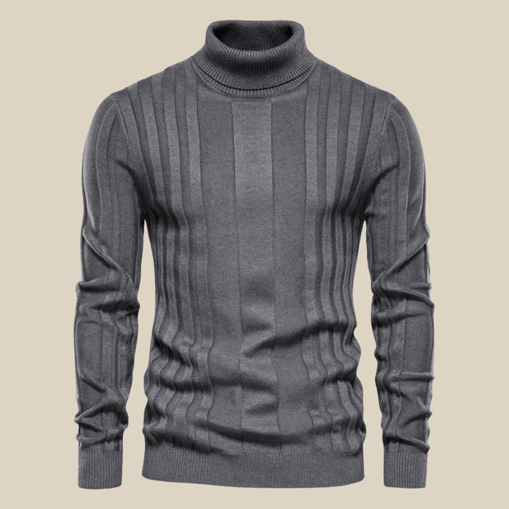 Levoire | Pull Tendance Luxe Hommes Col Roulé Chaud & Confortable Gris Foncé
