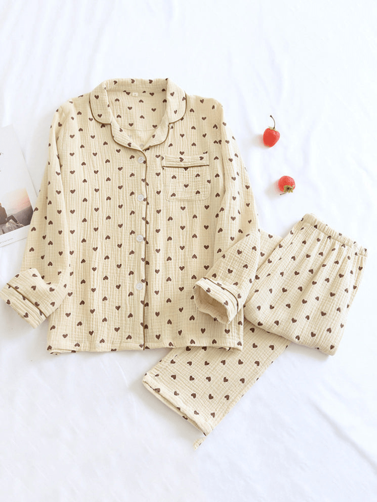 Levoire | Imprimé Pyjama Femme Ensemble Doux & Confortable Cœurs