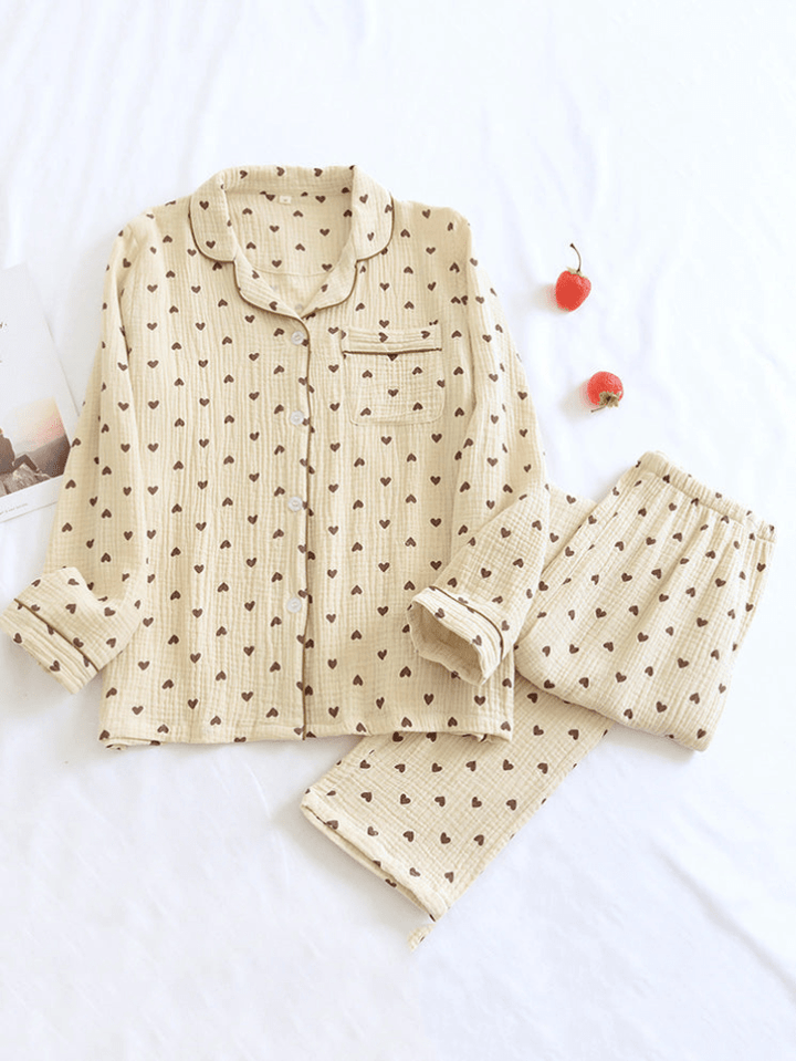 Levoire | Imprimé Pyjama Femme Ensemble Doux & Confortable Cœurs