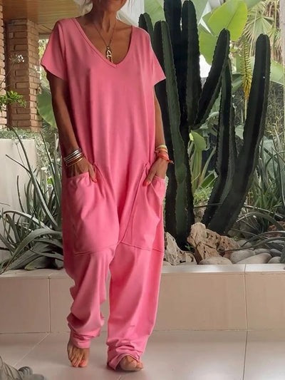 Levoire | Combinaison Decontractee À Decollete En V Elegante Et Confortable Femmes rose