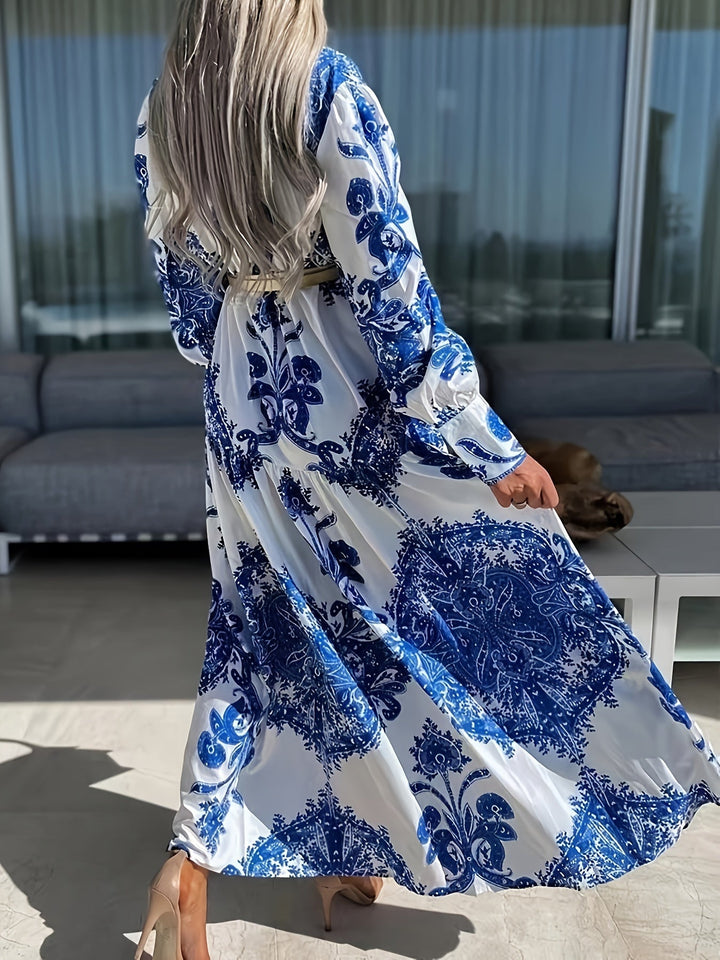 Levoire | Robe Maxi Boho Avec Impression Élégante Et Décolleté En V