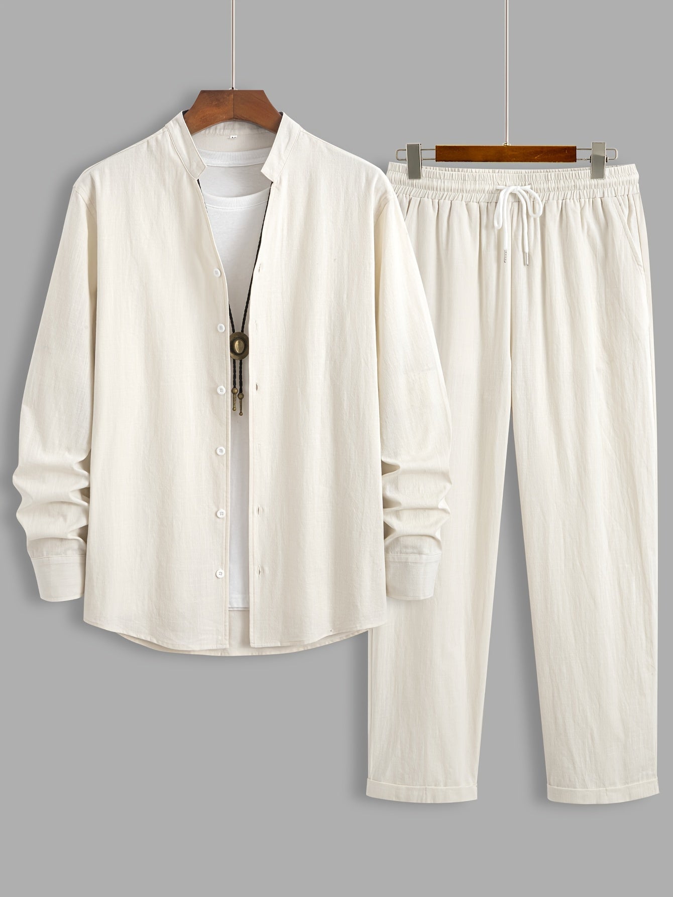 Levoire | Élégant Costume Homme Décontracté Deux Pièces Avec Col Montant Abricot