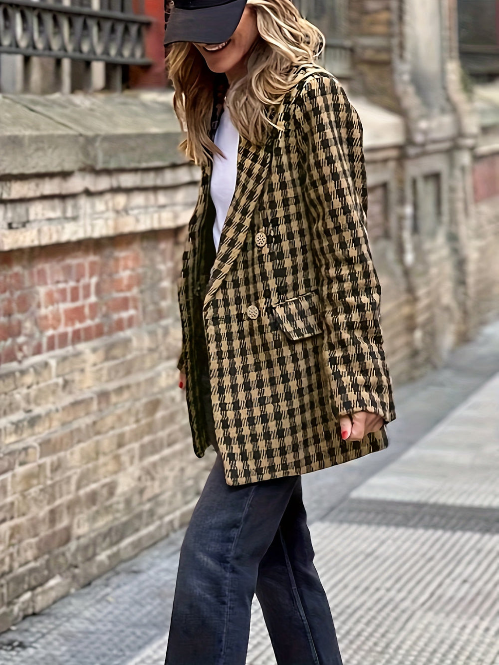 Levoire | Blazer À Carreaux Élégant À Double Boutonnage Et Design Intemporel Pour Femmes