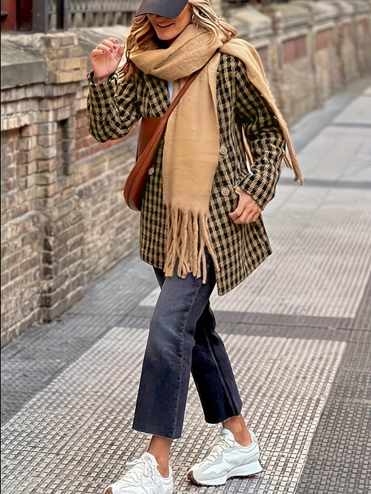 Levoire | Blazer À Carreaux Élégant À Double Boutonnage Et Design Intemporel Pour Femmes