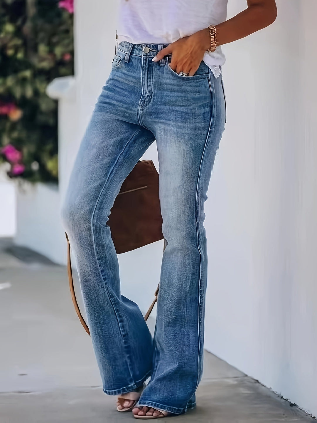 Levoire | Jean Évasé Taille Haute Pour Un Look Tendance Bleu acier clair