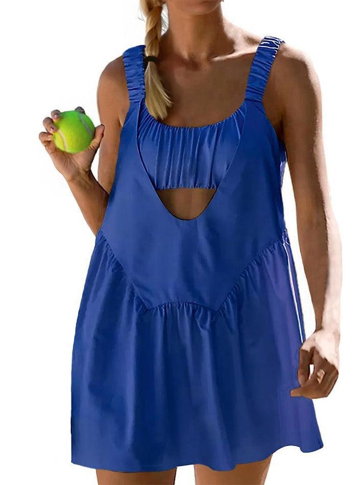 Levoire | Robe Mini Tennis Workout Avec Soutien-Gorge Intégré Et Shorts Bleu