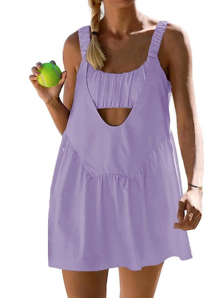 Levoire | Robe Mini Tennis Workout Avec Soutien-Gorge Intégré Et Shorts Lilas