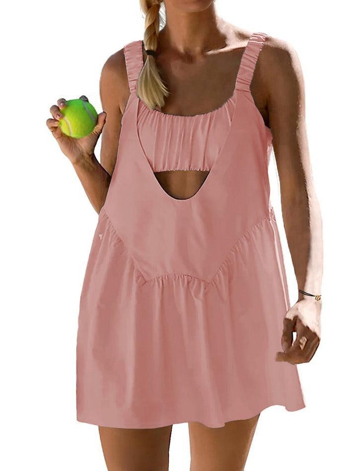 Levoire | Robe Mini Tennis Workout Avec Soutien-Gorge Intégré Et Shorts Rosa