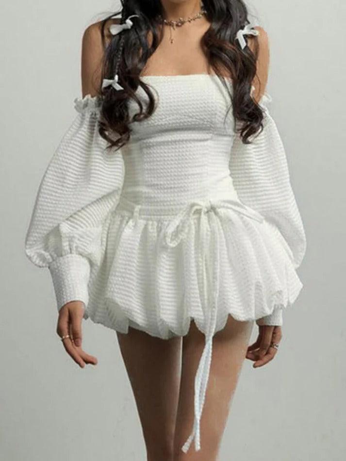 Levoire | Robe Mini En Dentelle Bandeau Texturée Blanc