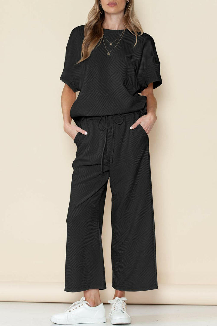 Levoire | T-Shirt À Coupe Ample Structuré Et Ensemble De Pantalon De Jogging Noir