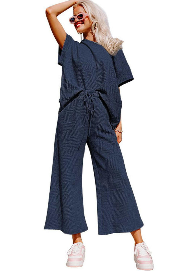 Levoire | T-Shirt À Coupe Ample Structuré Et Ensemble De Pantalon De Jogging Bleu marine