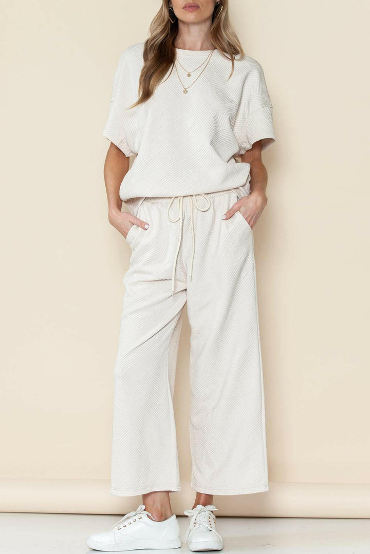 Levoire | T-Shirt À Coupe Ample Structuré Et Ensemble De Pantalon De Jogging Blanc