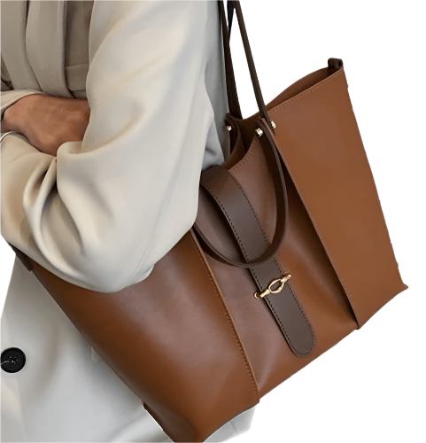 Levoire | Sac Tote En Cuir Véritable Élégant Et Fonctionnel Avec Fermeture Éclair Café
