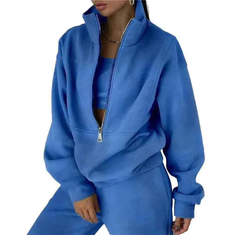 Levoire | Ensemble De Training À Capuche Sportif En Tissu Doux Bleu