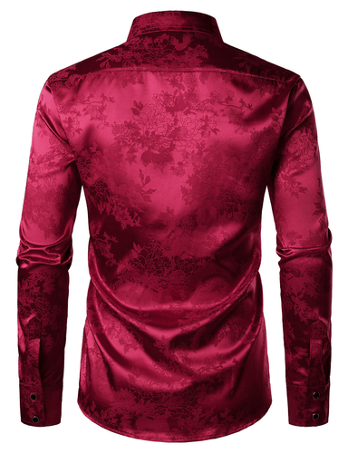 Levoire | Chemise Satin Rouge Fleurs Homme