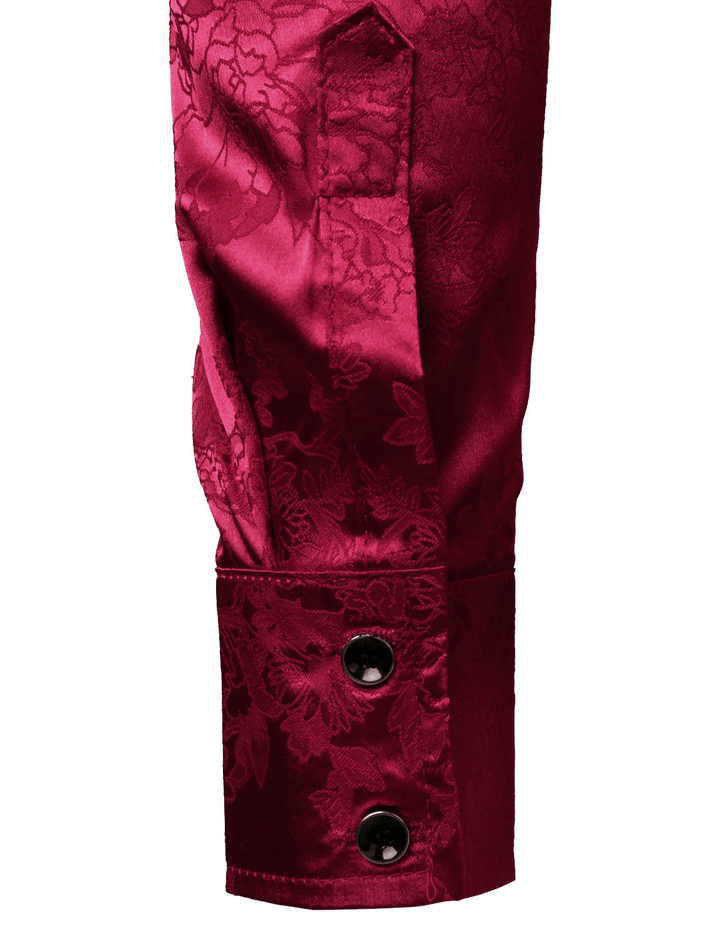 Levoire | Chemise Satin Rouge Fleurs Homme
