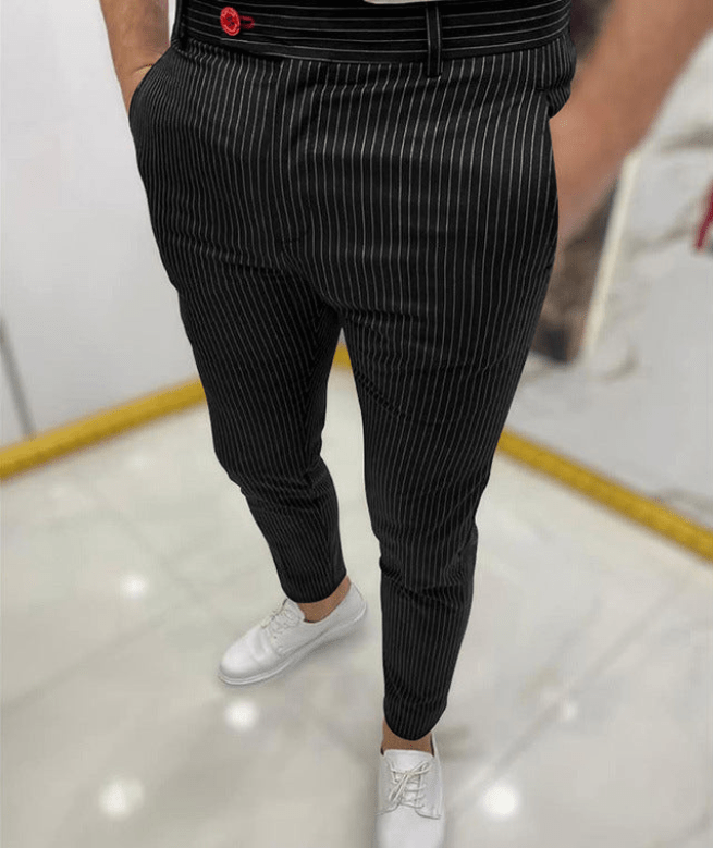 Levoire | Pantalon de loisirs pour hommes slim fit Rayé Noir