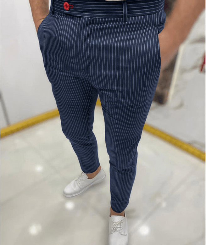Levoire | Pantalon de loisirs pour hommes slim fit Rayé bleu