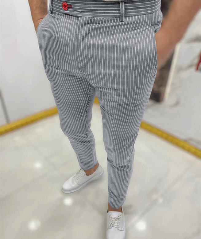 Levoire | Pantalon de loisirs pour hommes slim fit Rayé Gris