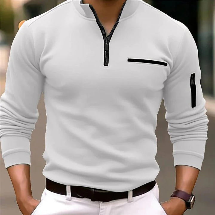 Levoire | Sweat Polaire Homme Ajusté À Zip Quart blanc