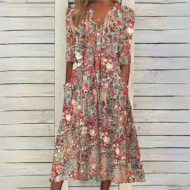 Levoire | Robe À Fleurs Pour Le Printemps Frais Beige